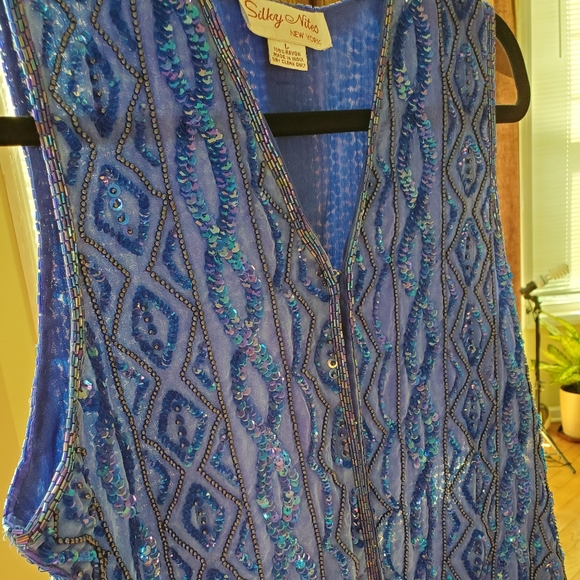 SILKEY NITES WOMEN'S DRESS TOP WITH SEQUINS SZ L - Picture 5 of 8